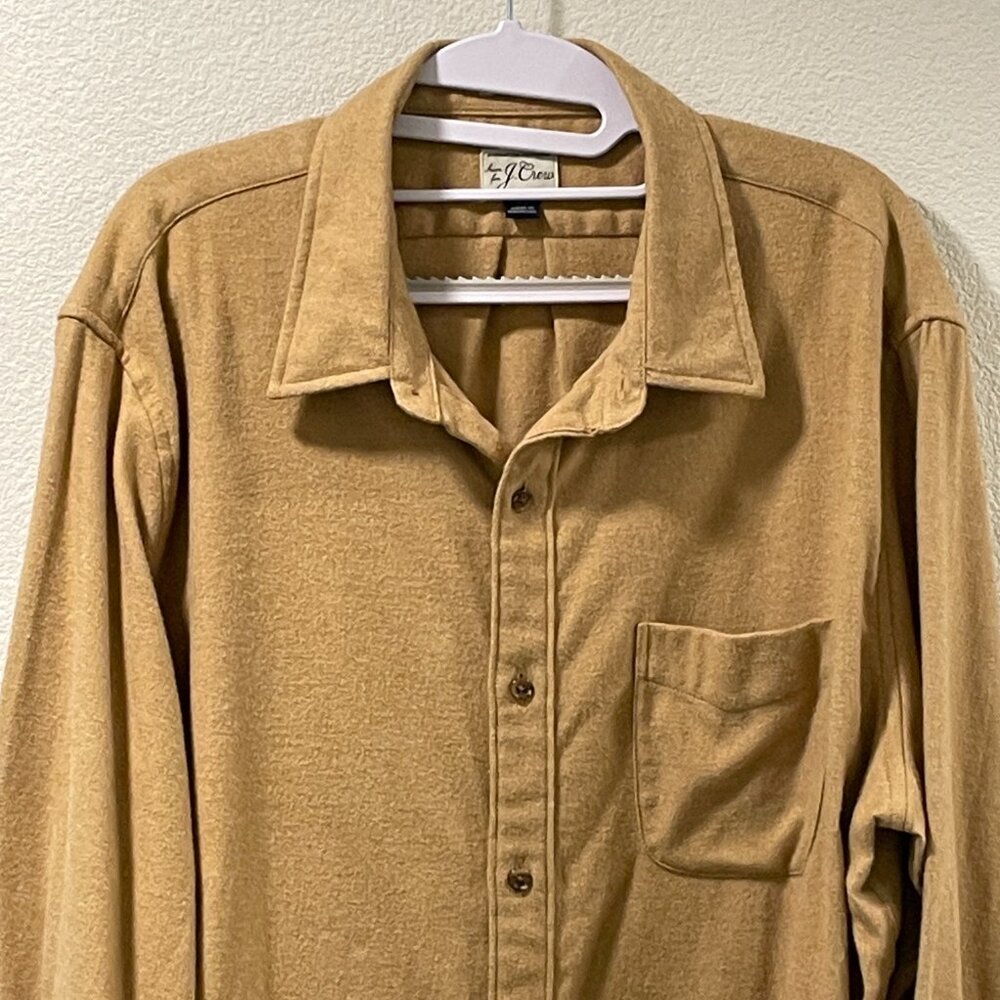 J.CREW Classic Midweight Flannel Long Sleeve Button Down Shirt, Honey Tan - XL - Picture 4 of 10